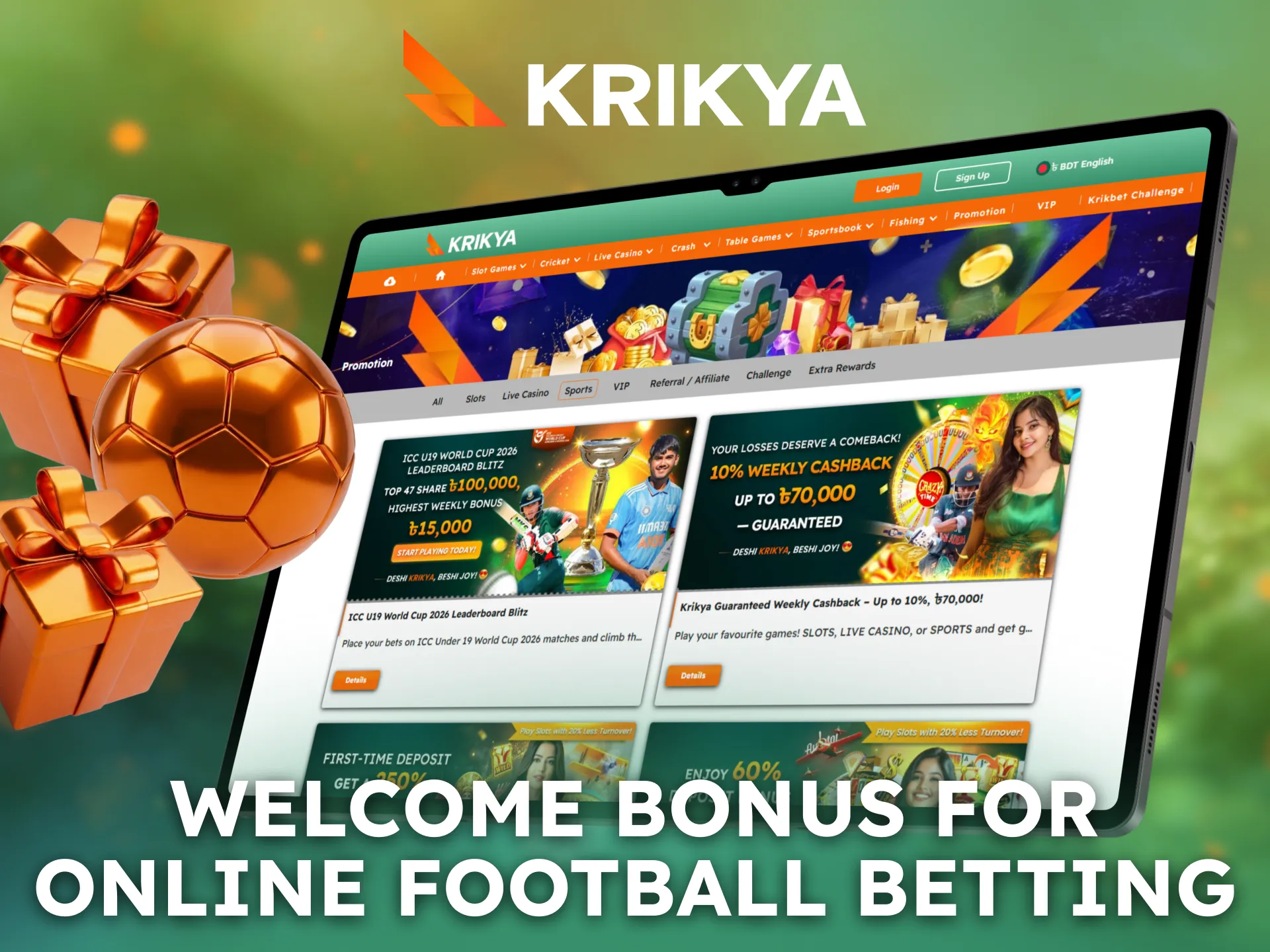 Claim welcome bonus for online Krikya Football betting in Bangladesh.