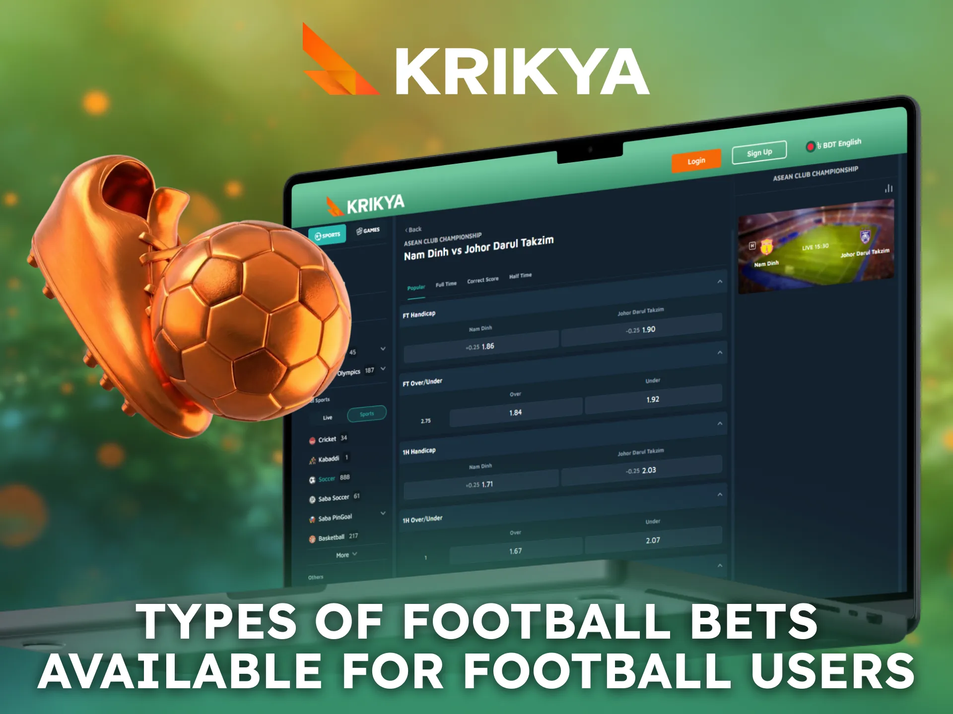 Learn different Football bet types offered by Krikya users.