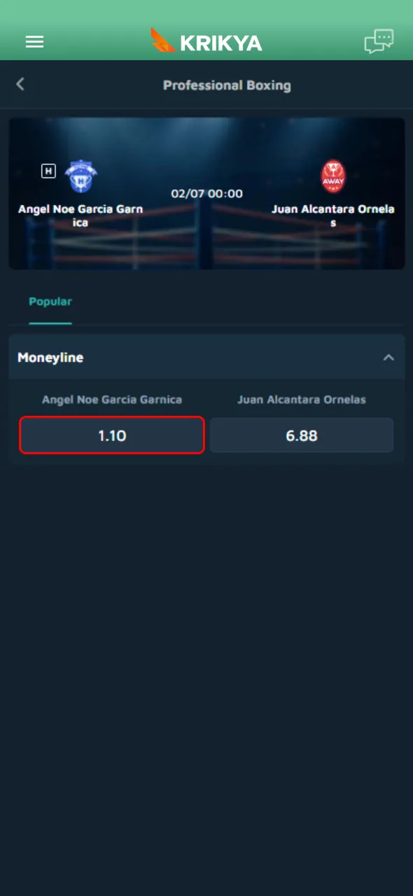 Final bet confirmation is simple and secure for MMA wagers placed on Krikya.