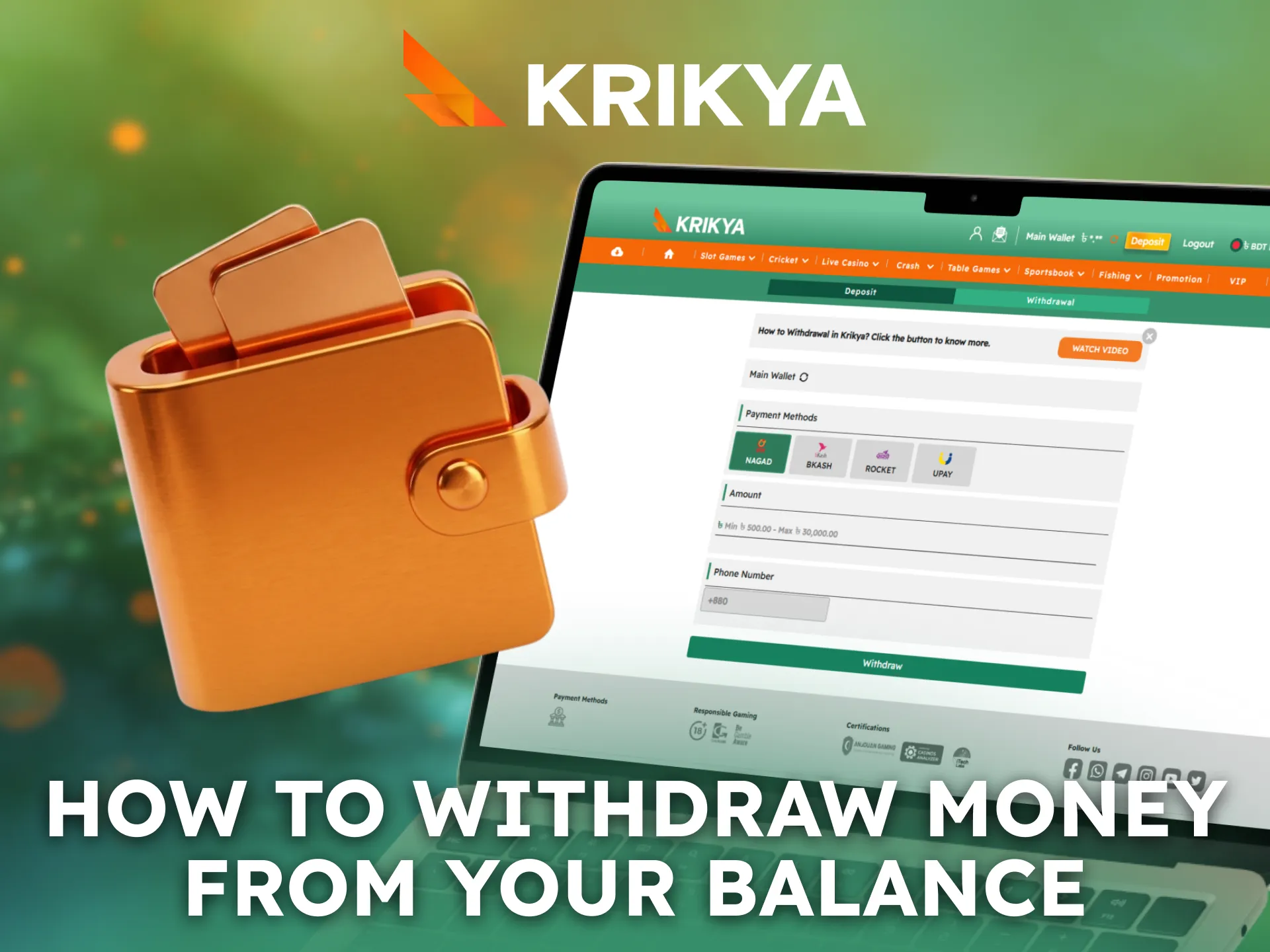 Step-by-step guidance explains how to withdraw funds smoothly from your Krikya balance.