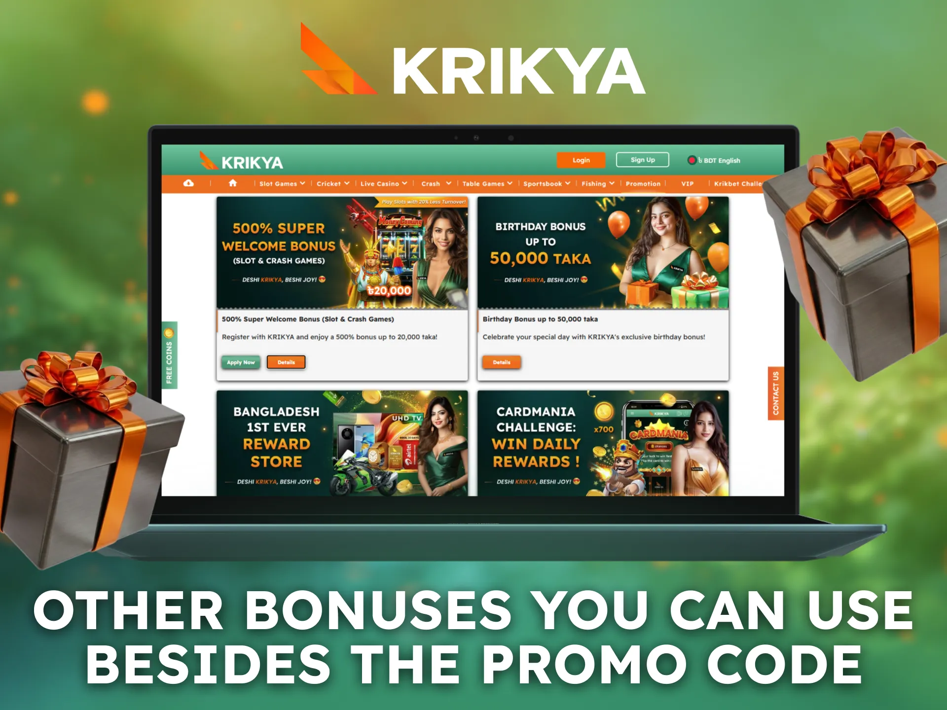 Discover other bonuses available besides the Krikya promo code.