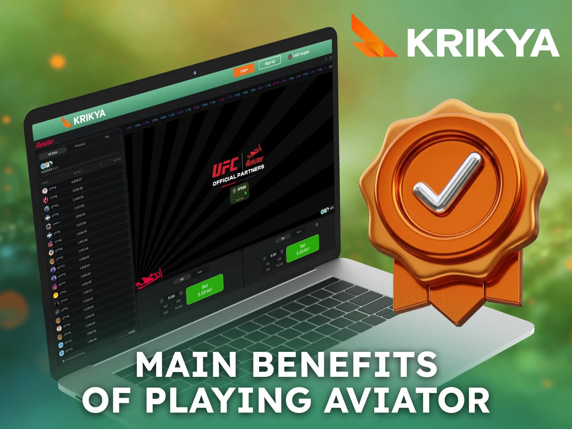 Enjoy main benefits of playing Aviator with Krikya online.