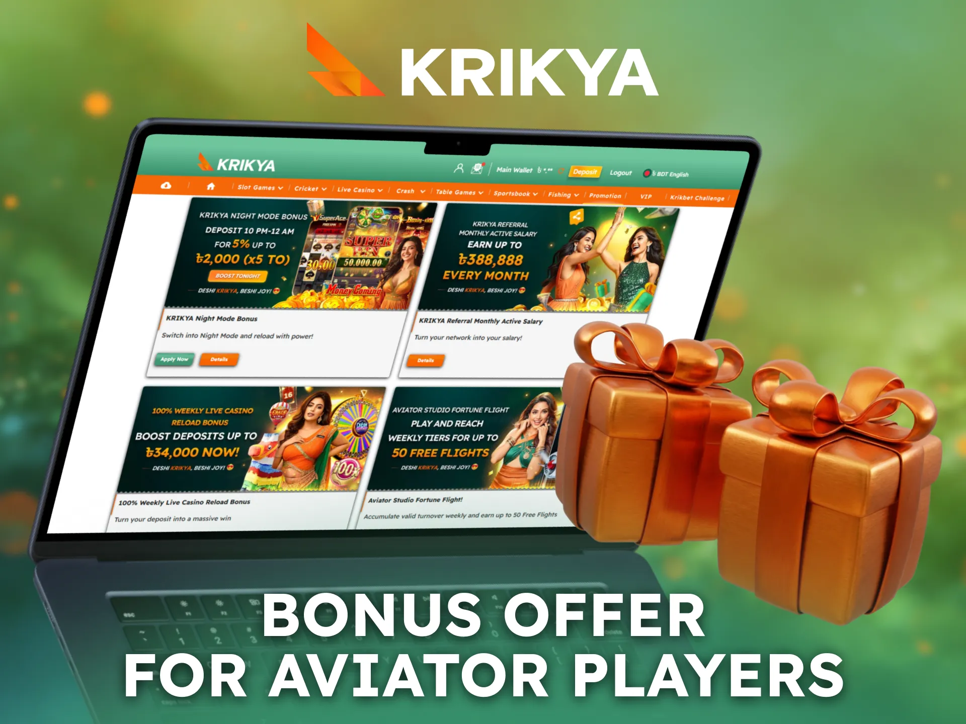 Claim a Krikya bonus offer for Aviator players in Bangladesh.