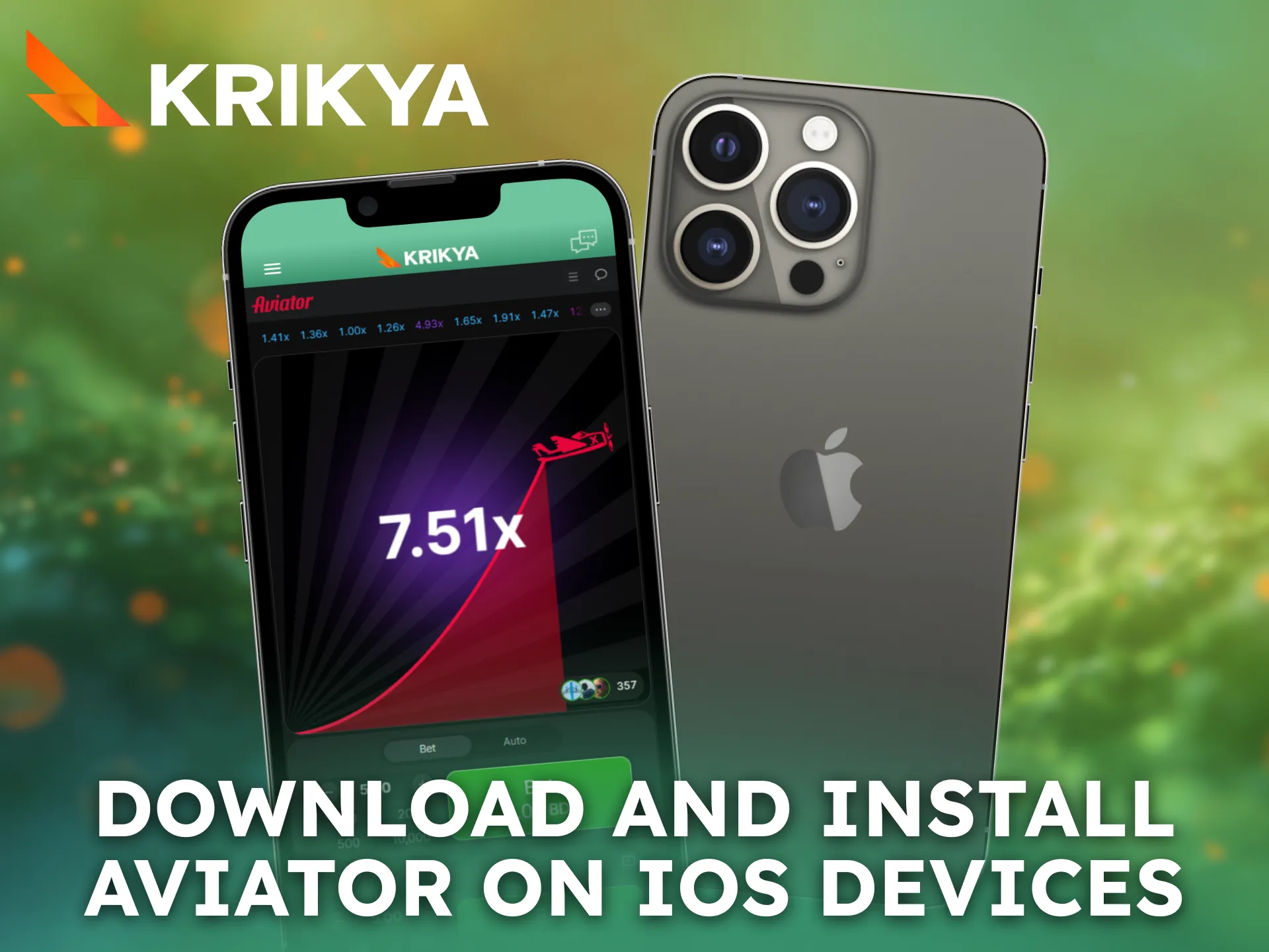 Install Aviator on iOS devices to play with Krikya.