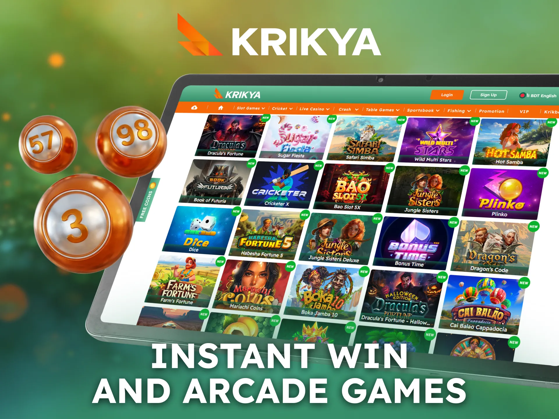 Discover instant win and arcade games on Krikya.