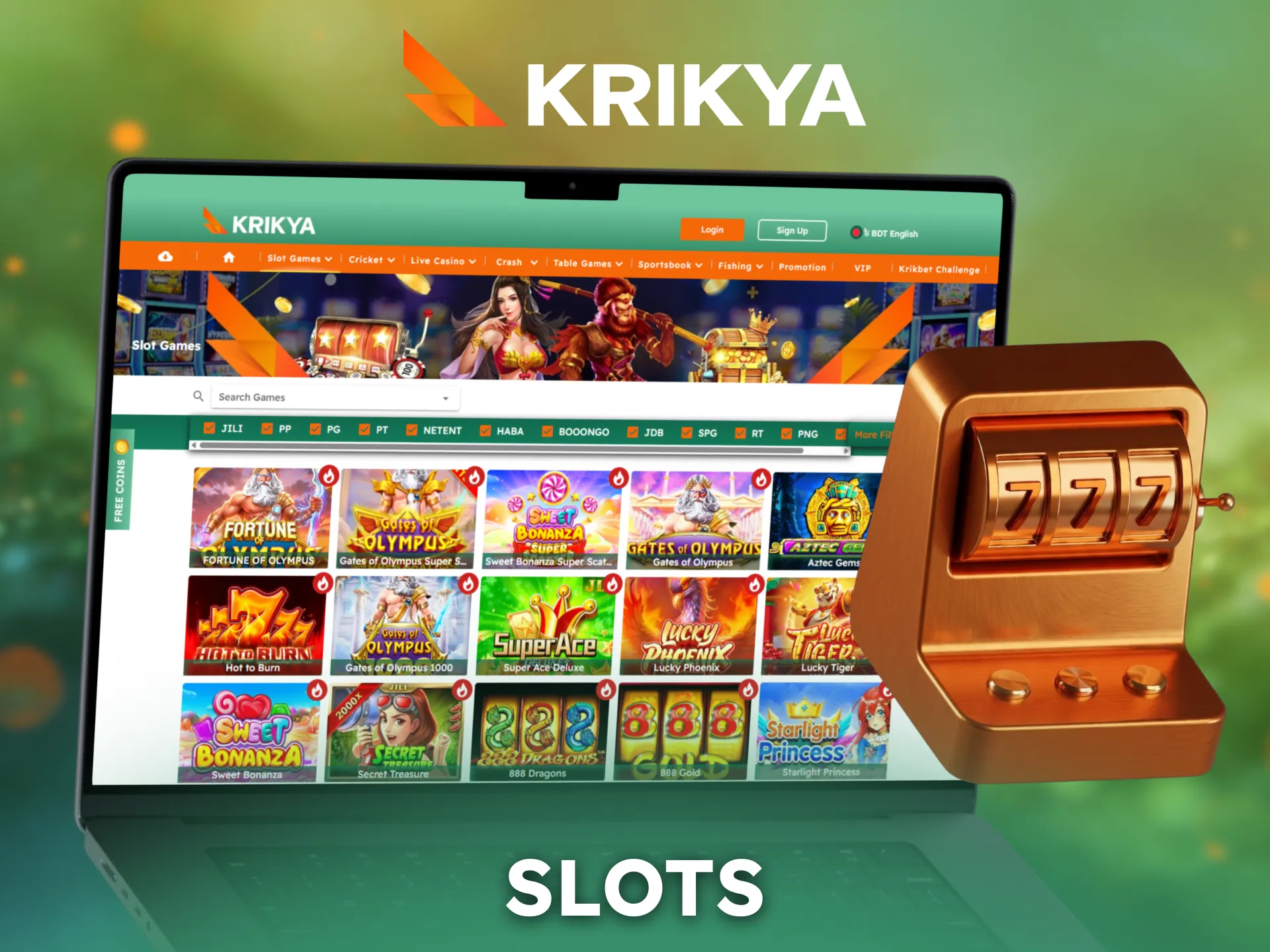 Play slot games with exciting themes on Krikya casino.