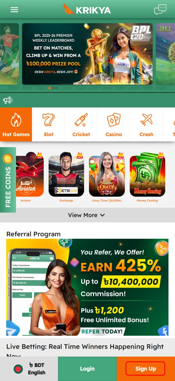 Sign up on Krikya to begin CS2 wagering quickly.