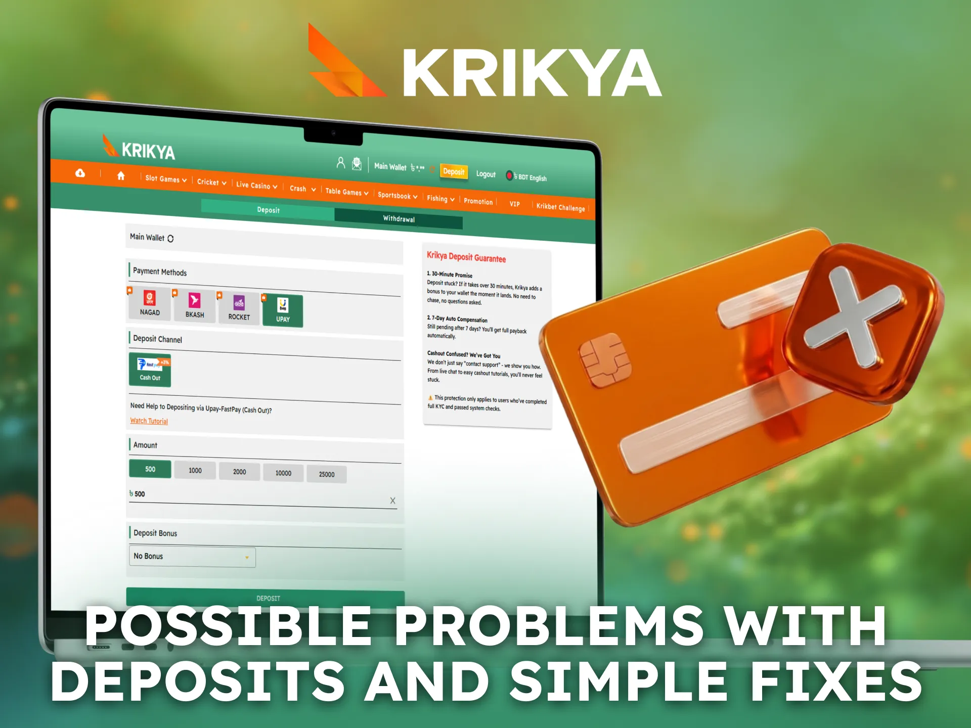Learn how to fix common deposit issues on Krikya quickly.