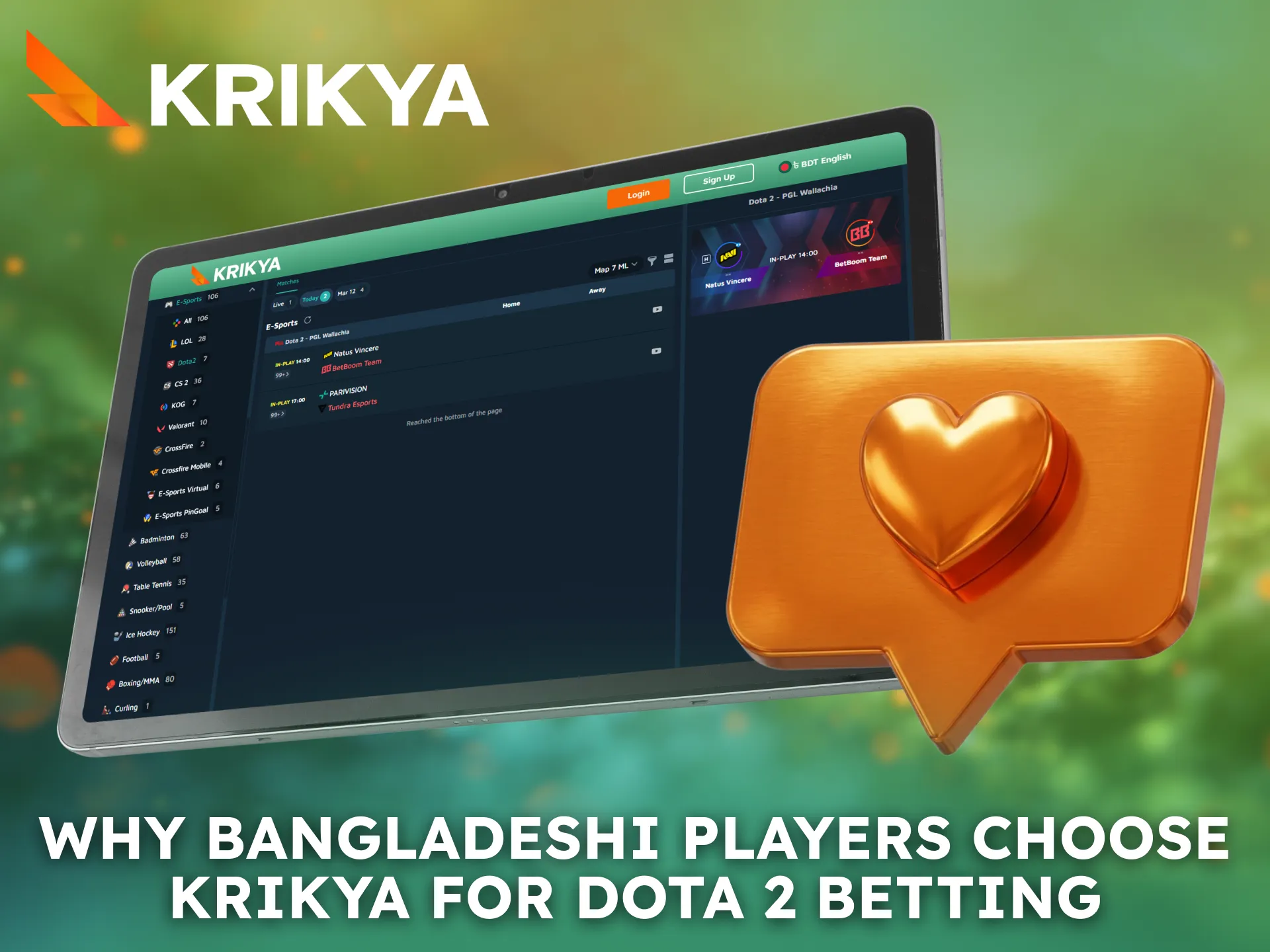 Bangladesh players prefer Krikya for reliable Dota 2 betting.