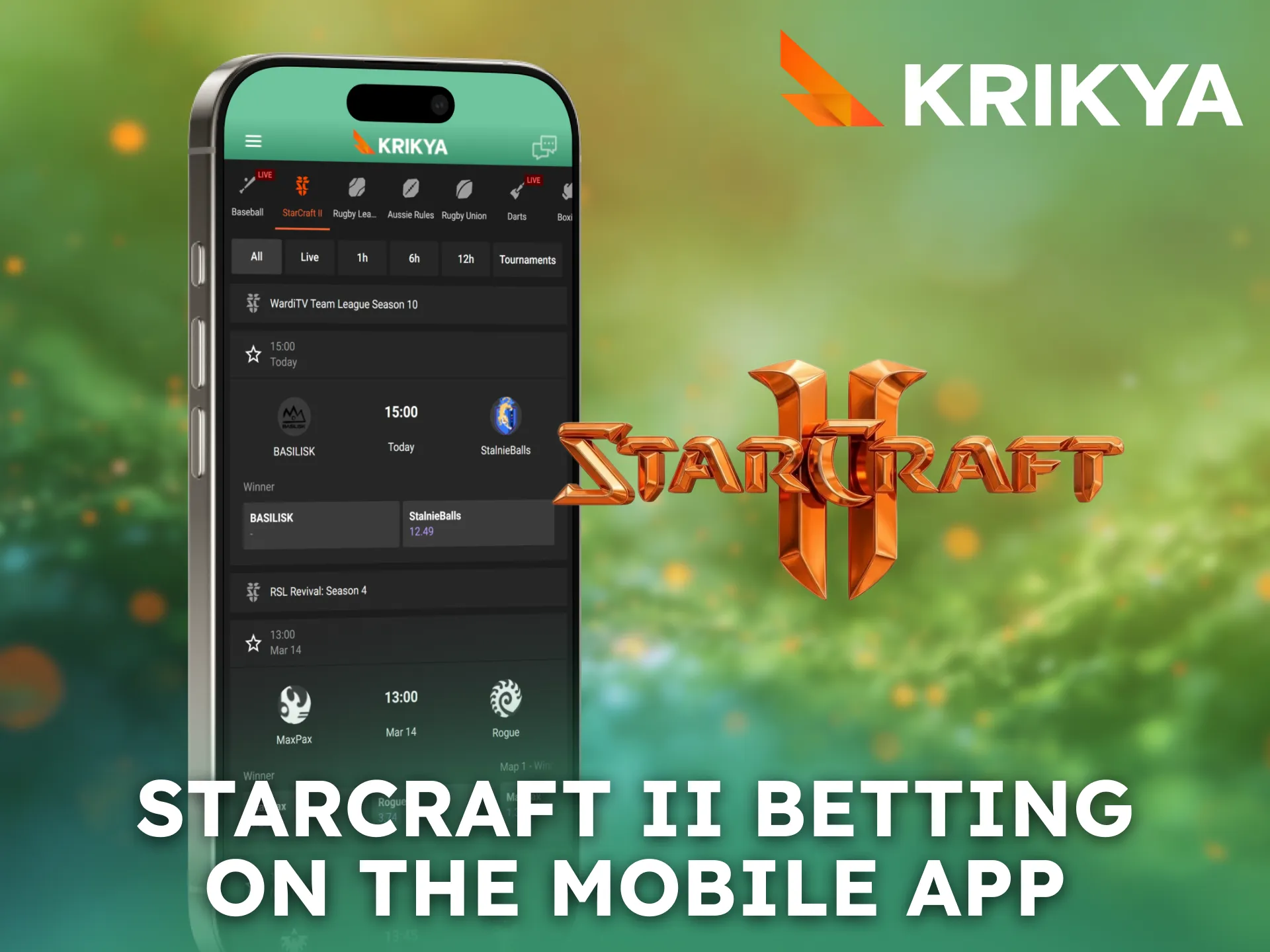 Bet on StarCraft II anytime using the Krikya mobile app.