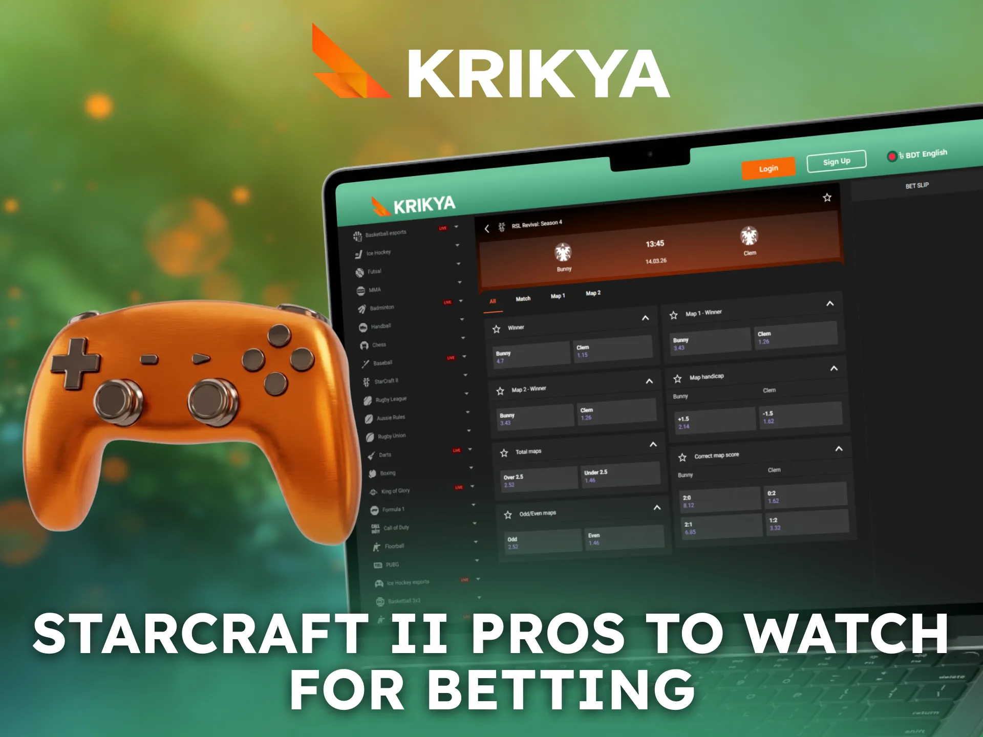 Watch top StarCraft II professionals before placing bets on Krikya.