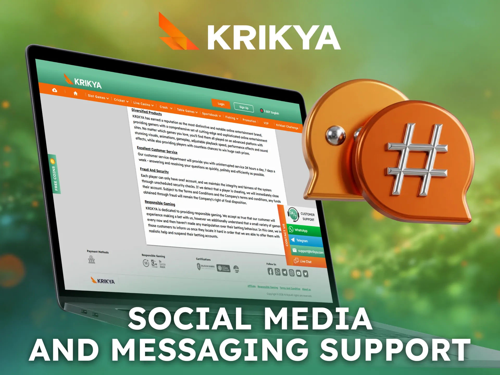 Connect with Krikya through social media and messaging platforms.