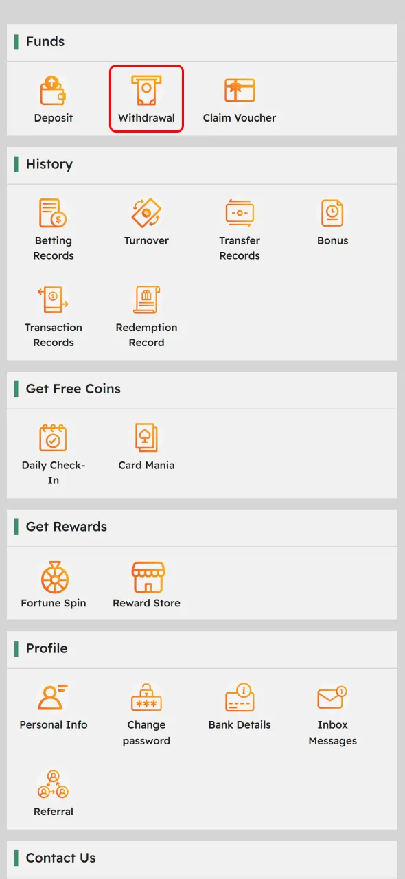 Open the Krikya withdrawal section to manage payouts.
